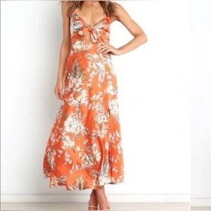 Petal & Pup Orange Floral Maxi Dress - Size 4